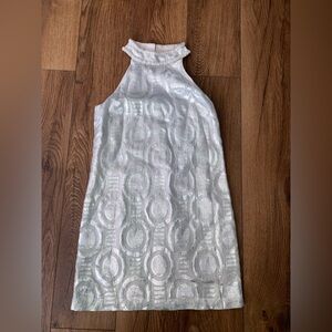 Maggy London silver Shimmery Halter Dress with Circle Jacquard size 4